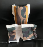 White And Camouflage Knee Pads with Gold Trim