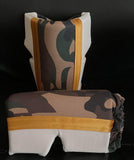 White And Camouflage Knee Pads with Gold Trim