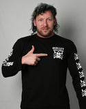 Former IWGP United States Champion The Cleaner Kenny Omega in New Japan Pro Wrestling's Long Sleeve Skull and Bones Bullet Club T-shirt NJPW