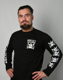 Former IWGP Jr Heavyweight Champion The Villain Marty Scurll in New Japan Pro Wrestling's Long Sleeve Skull and Bones Bullet Club T-shirt NJPW