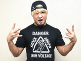 Show your support for Roppongi 3k member Sho by picking up the brand new t-shirt dedicated exactly for him. Including his nickname "High Voltage" and his finisher name "Shock Arrow", here is the first tee from the New Japan Dojo Graduate