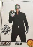 NJPW Signed A4 Print of LIJ Member BUSHI